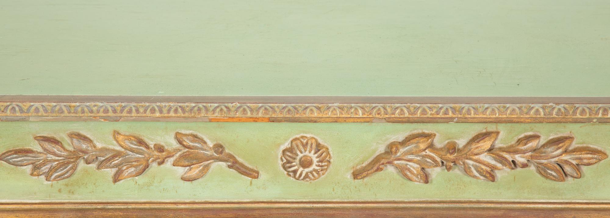 An Italian Louis XVI Style Green-Painted and Parcel Gilt Console Table