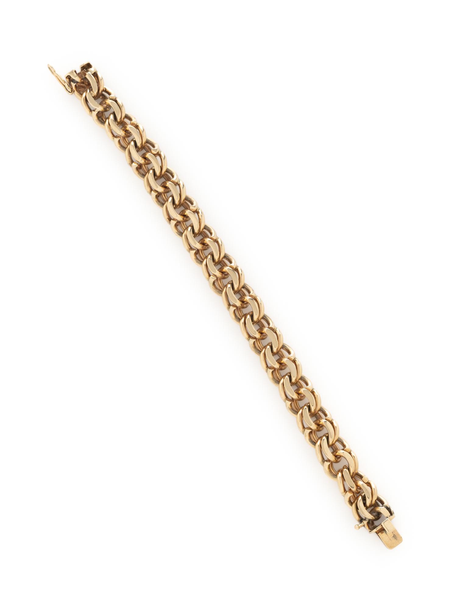 YELLOW GOLD DOUBLE LINK CURB CHAIN BRACELET