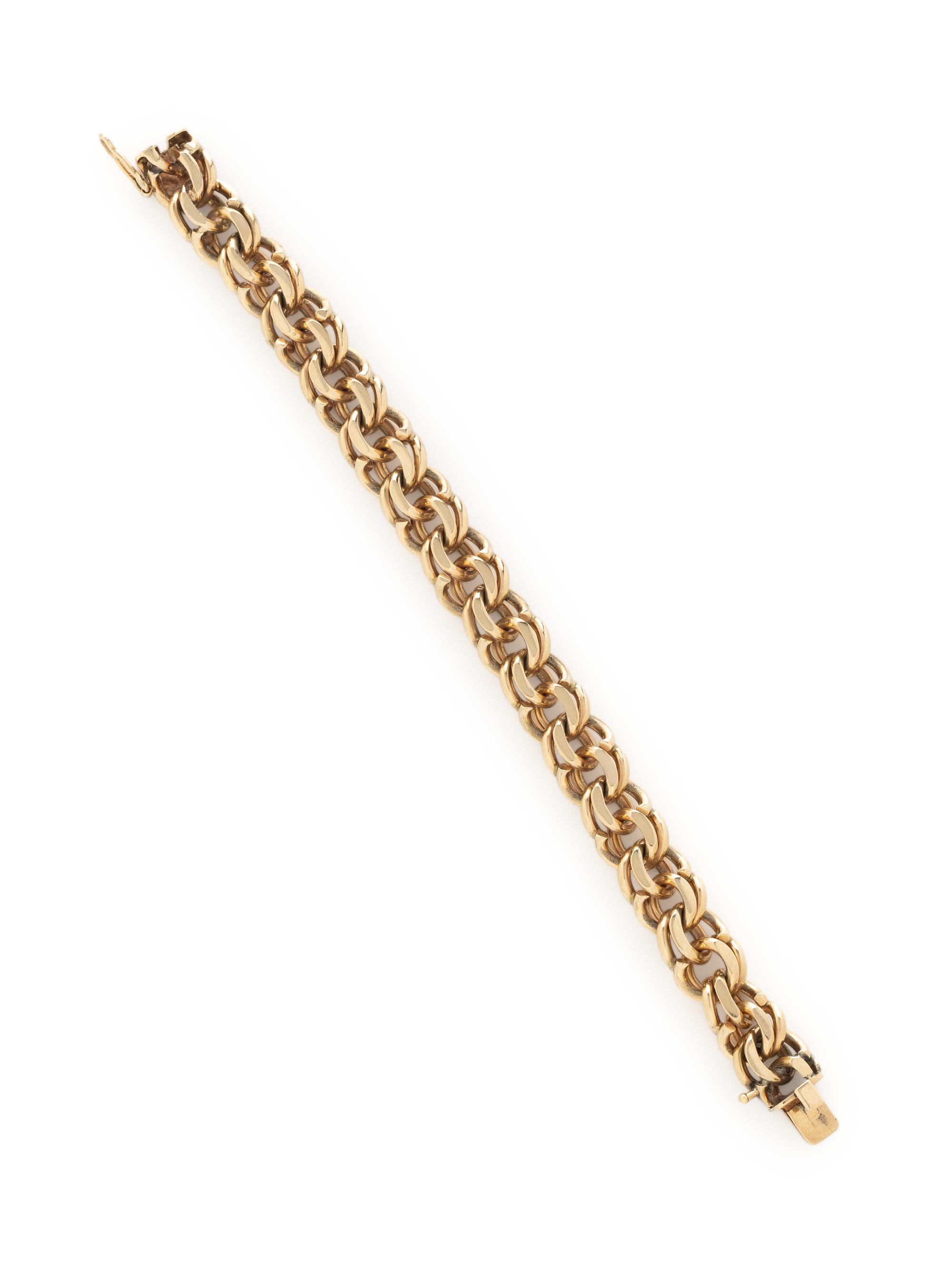 YELLOW GOLD DOUBLE LINK CURB CHAIN BRACELET
