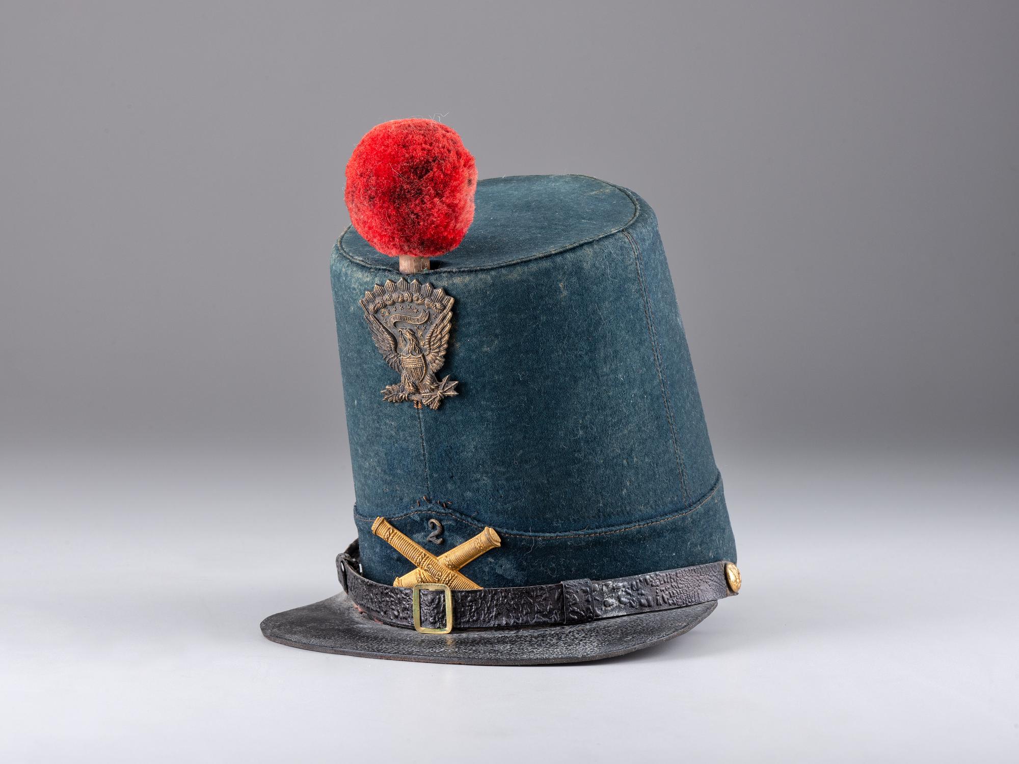 [MILITIA]. Model 1851 artillery shako. Manufactured by F.H. Lambert.