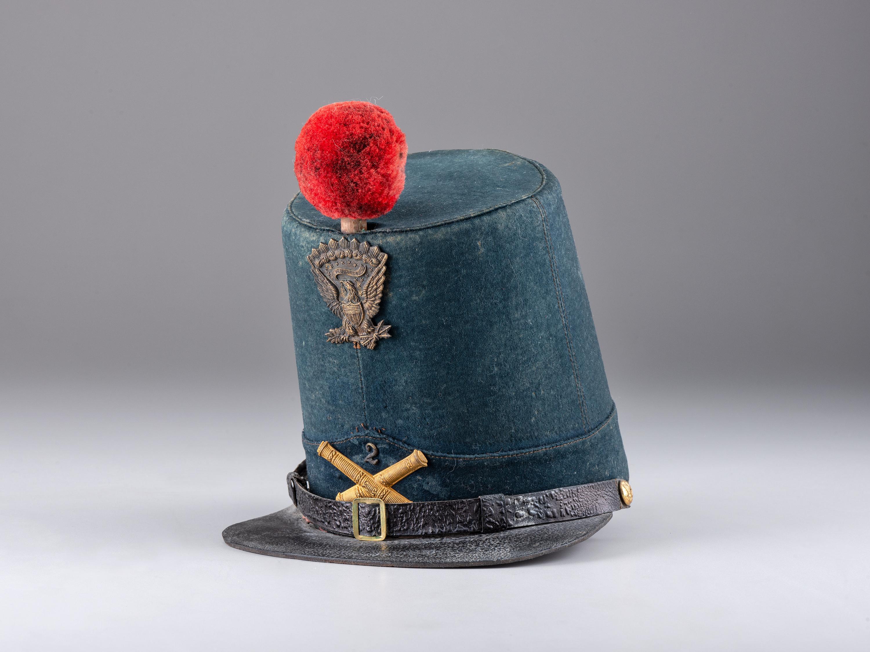 [MILITIA]. Model 1851 artillery shako. Manufactured by F.H. Lambert.