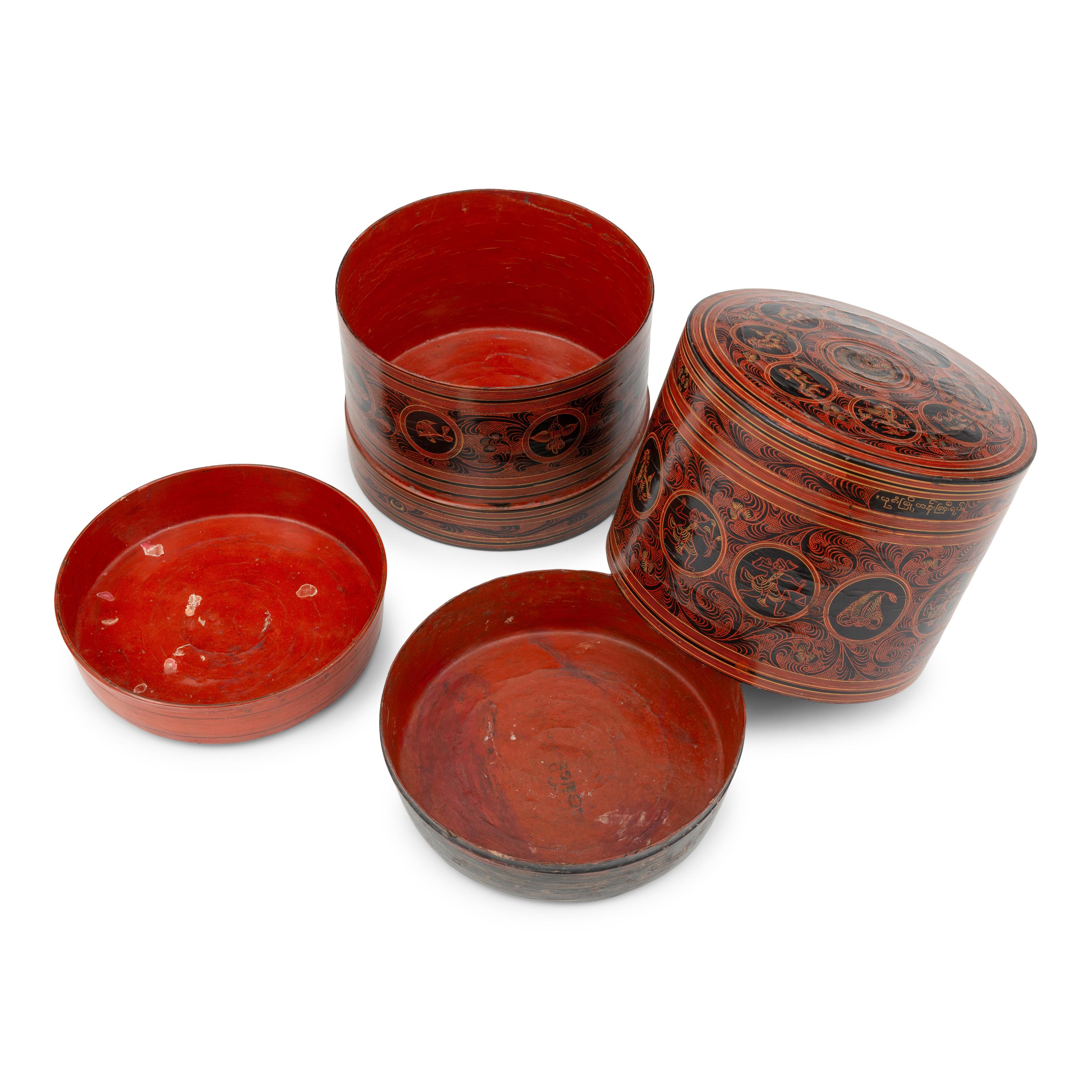Four Burmese Lacquer Boxes
