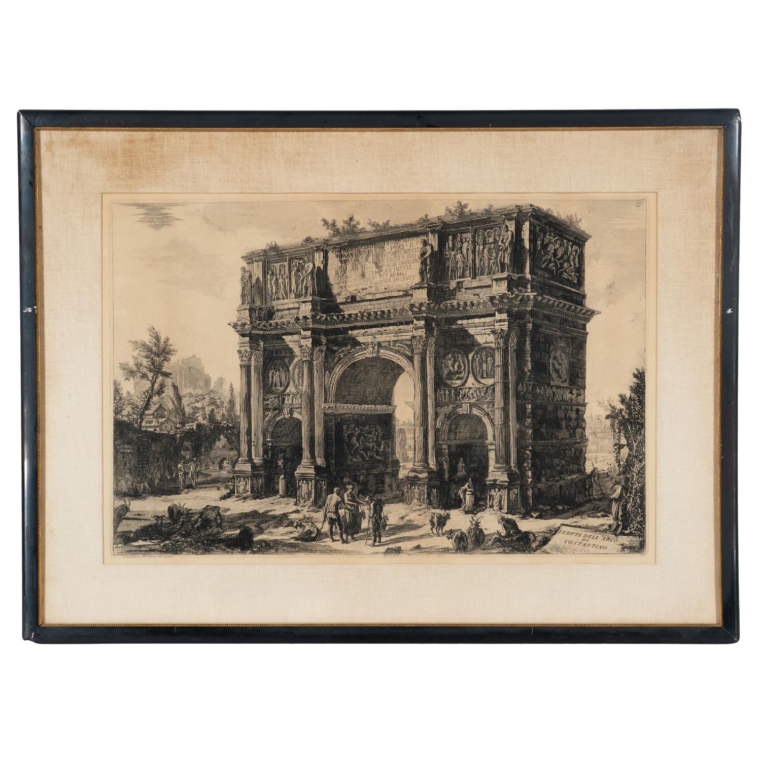 A pair of Veduta dell'Arco di Constantino; Veduta dell'Arco di Settimio Severo, from Vedute di Roma 2