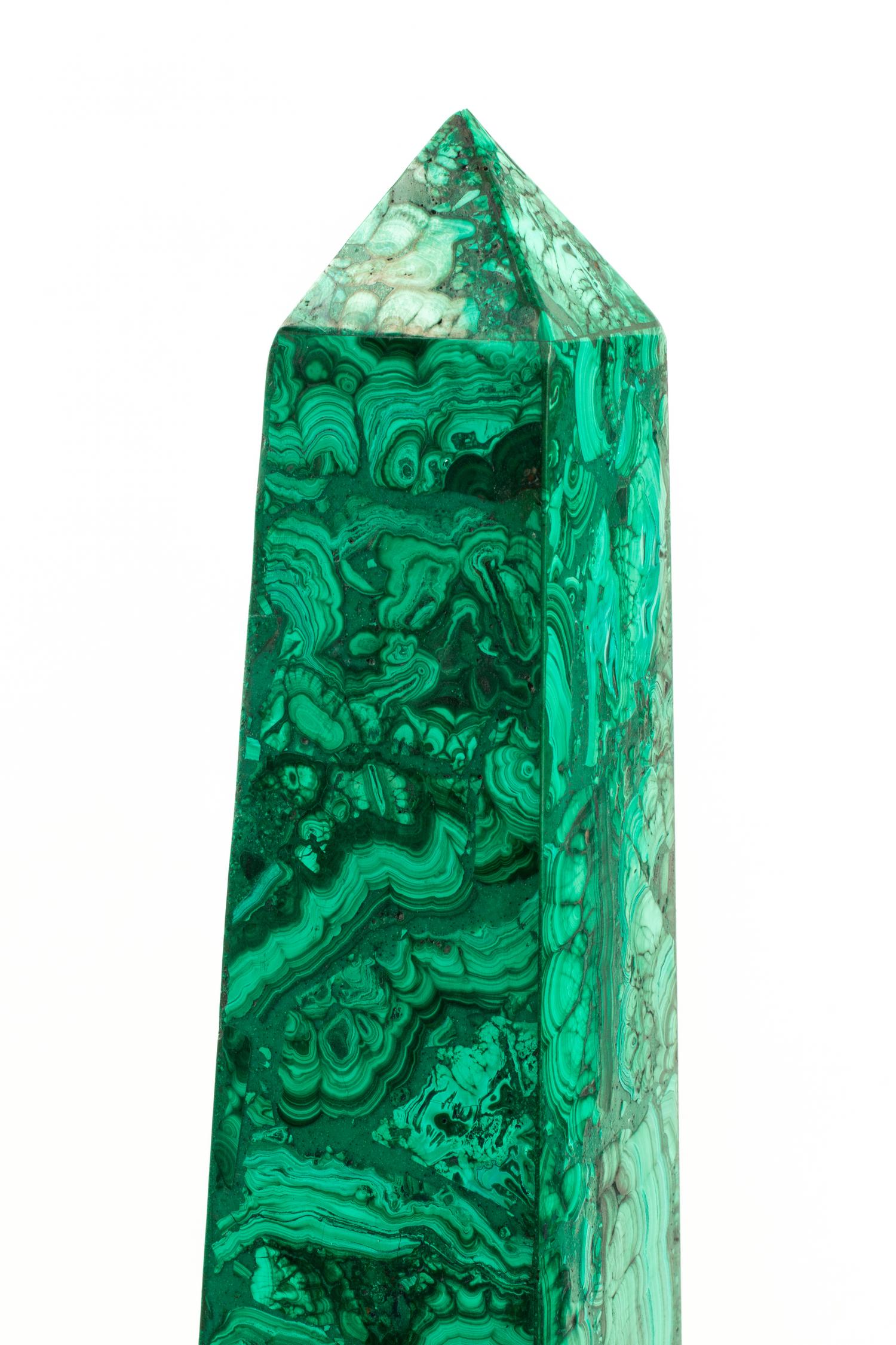 A Pair of Large Malachite Obelisks