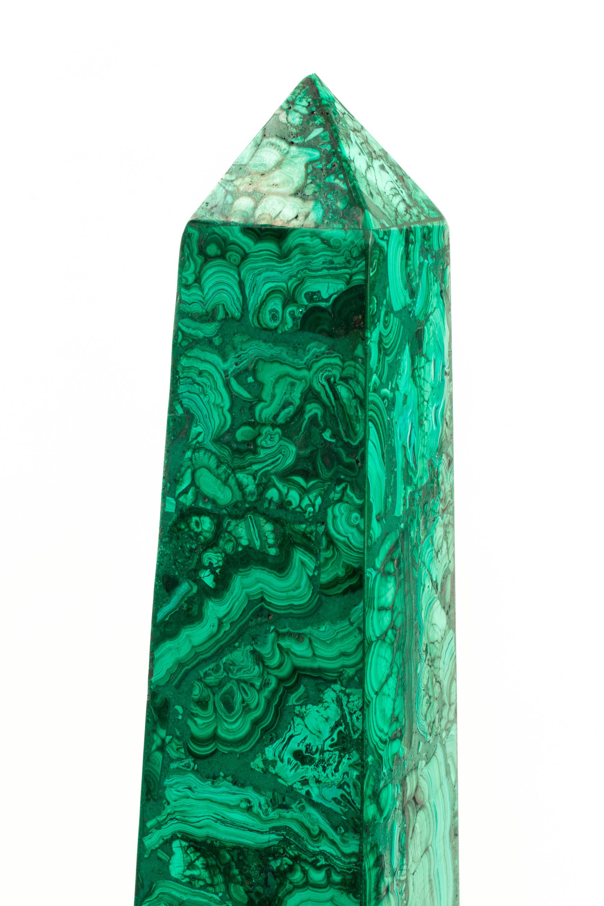 A Pair of Large Malachite Obelisks