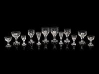 A Czech Etched Glass Stemware Service