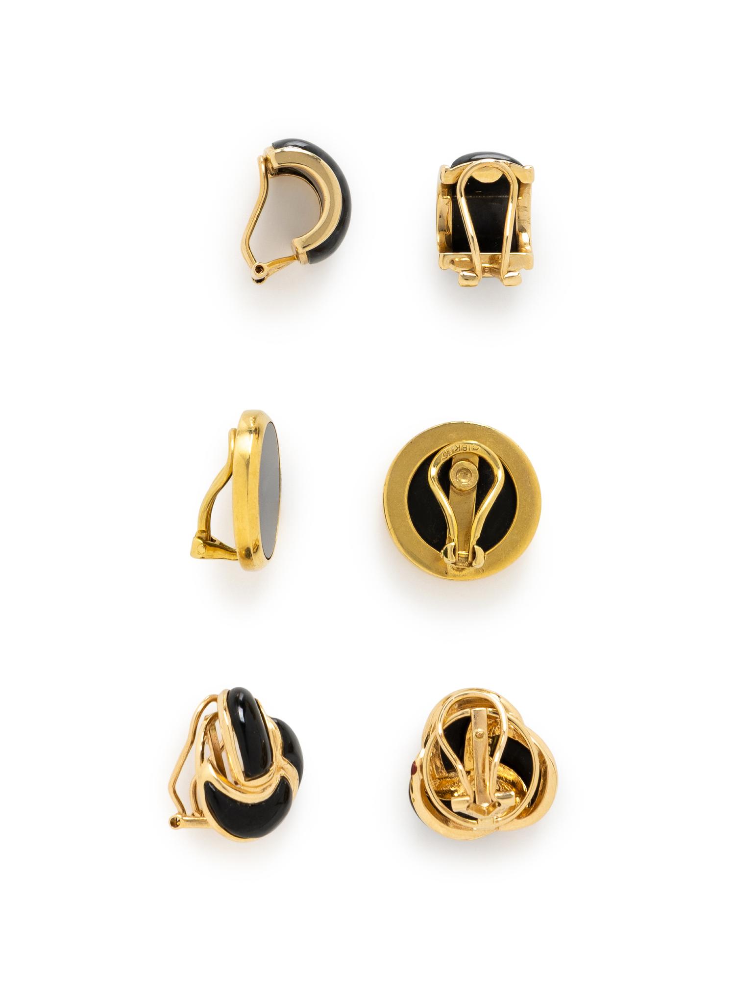 THREE PAIRS OF YELLOW GOLD EARRINGS