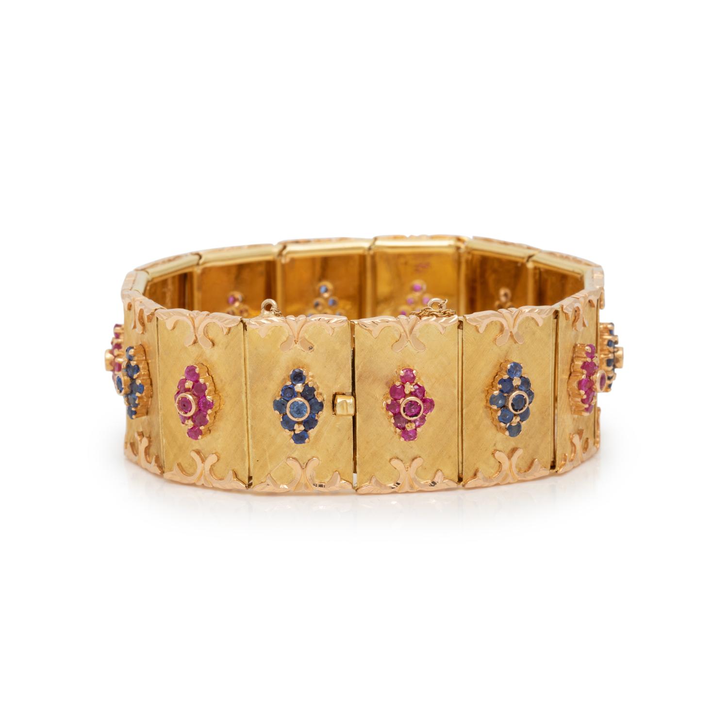 YELLOW GOLD, RUBY AND SAPPHIRE BRACELET