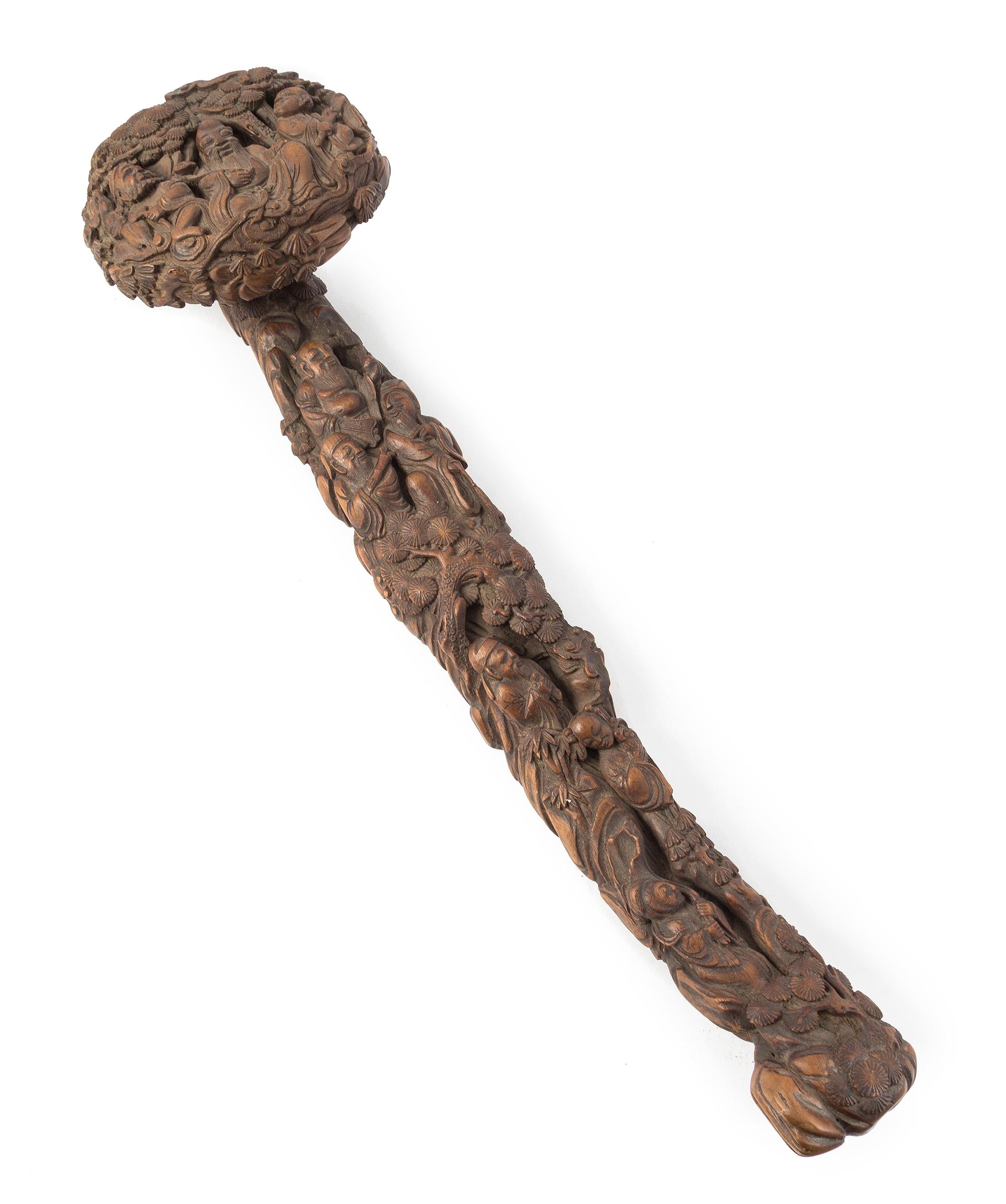 A Carved Aloeswood Ruyi Scepter Length 18 3/4 inches.