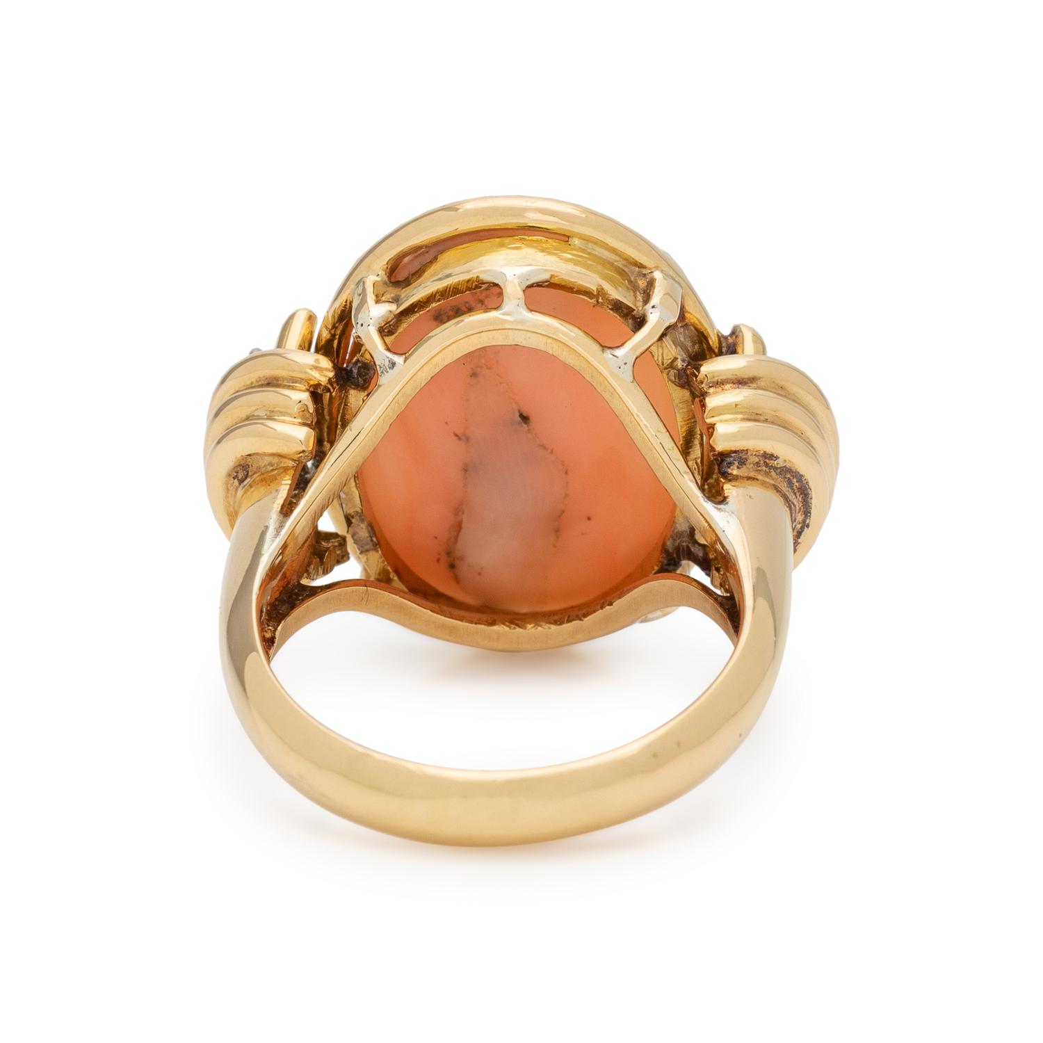 CORAL AND DIAMOND RING