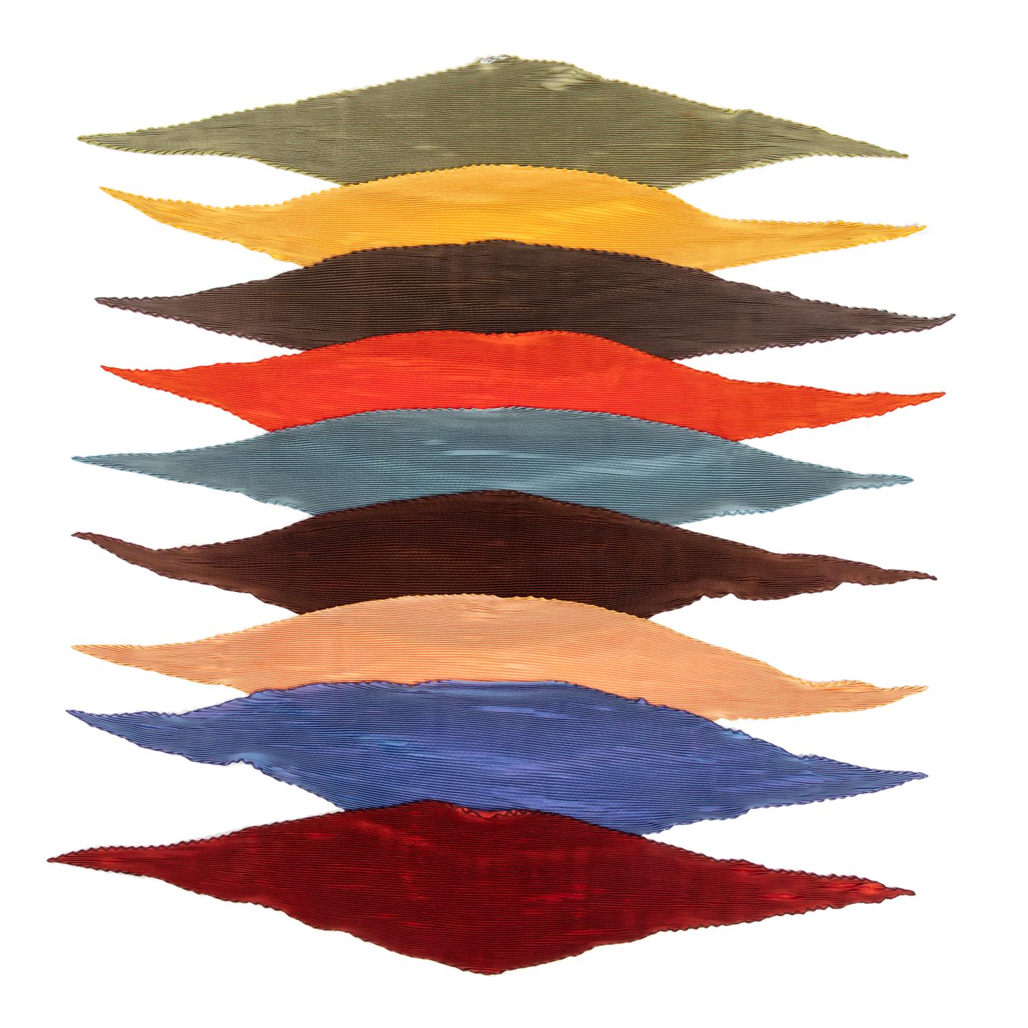 Nine Hermès 68cm Plissé Silk Scarves
