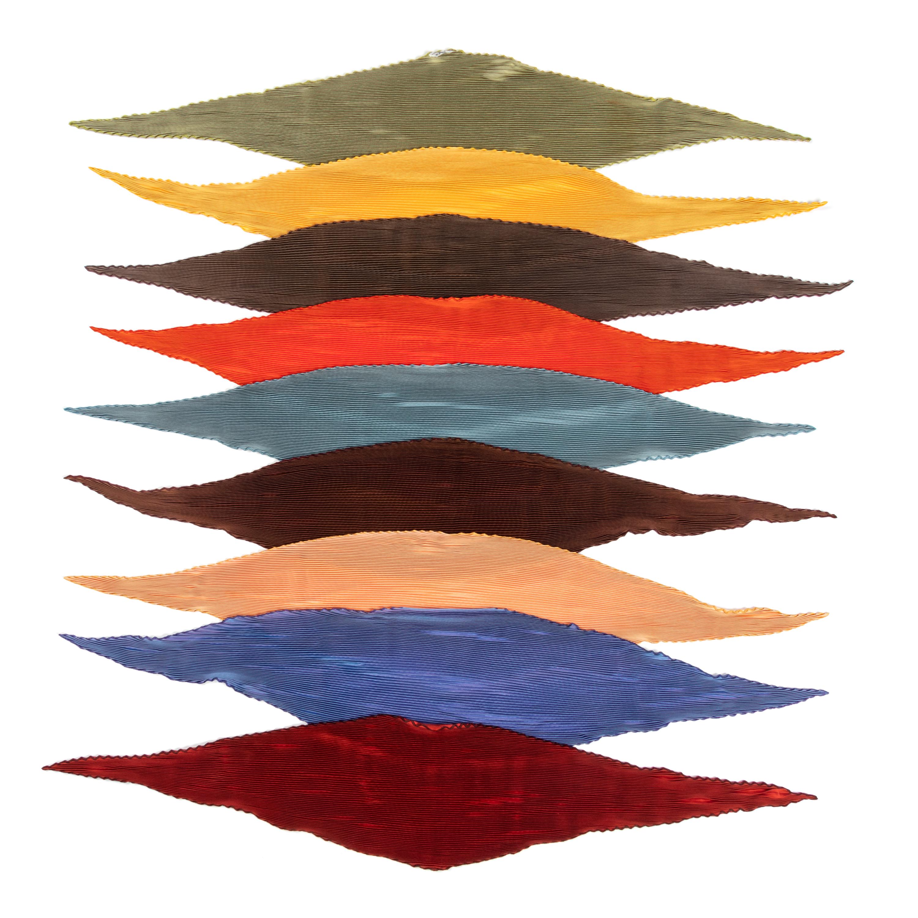 Nine Hermès 68cm Plissé Silk Scarves
