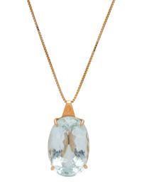 YELLOW GOLD AND BLUE TOPAZ PENDANT/NECKLACE