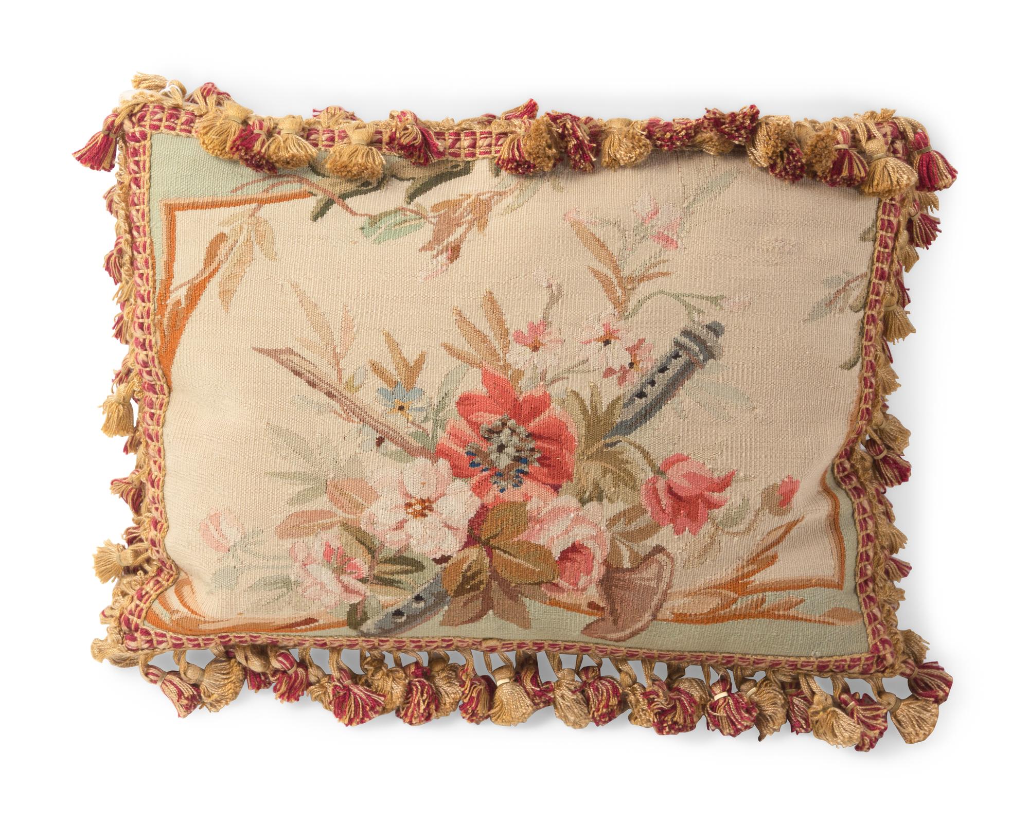 A Pair of Aubusson Tapestry Upholstered Pillows