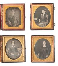 [EARLY PHOTOGRAPHY]. 18 sixth plate daguerreotypes of women with books, incl. one by BOGARDUS, NY.