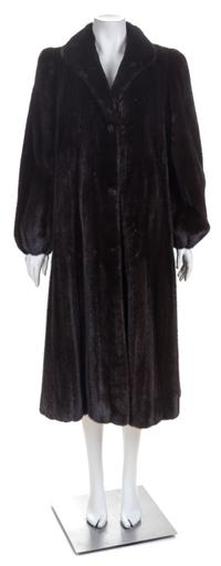 A Dark Brown Natural Ranch Mink Coat, No size.