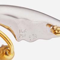 A Two-Tone 18K Gold, Pearl, and Diamond Brooch