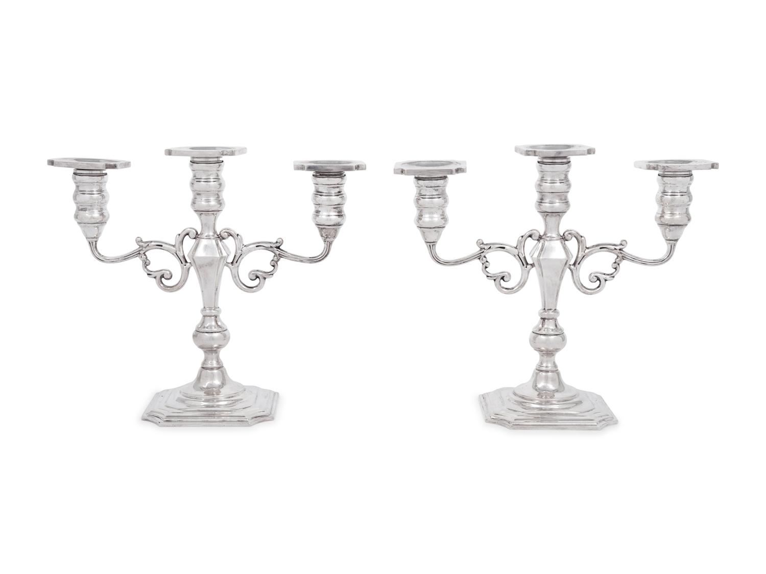 A Pair of American Silver Candelabra