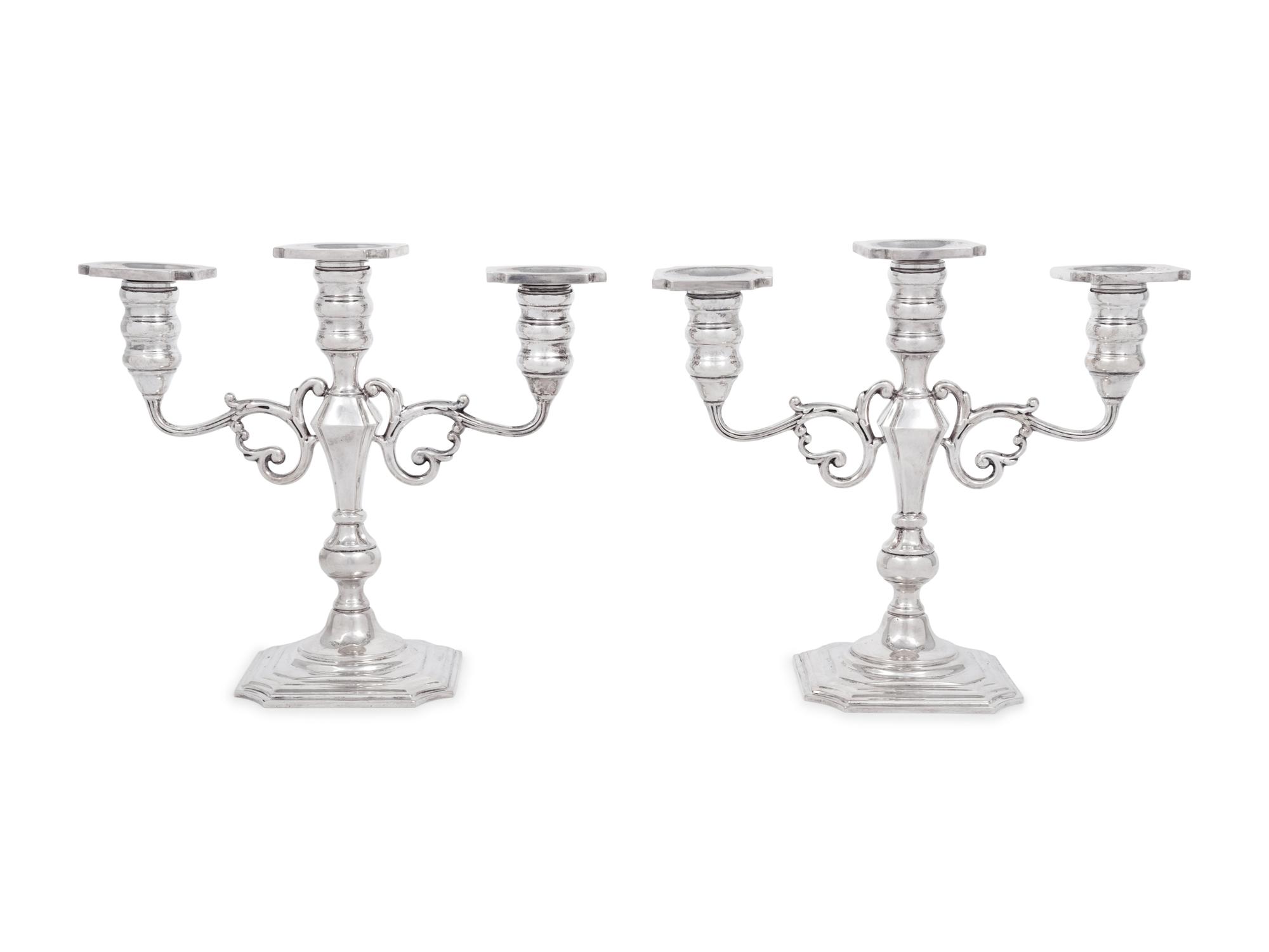 A Pair of American Silver Candelabra