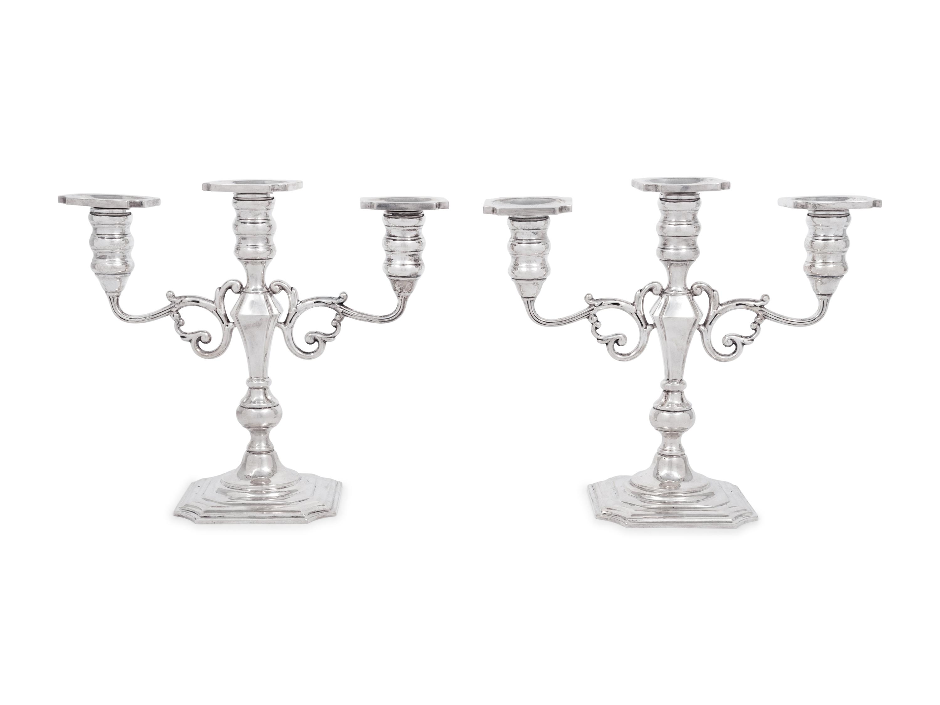 A Pair of American Silver Candelabra