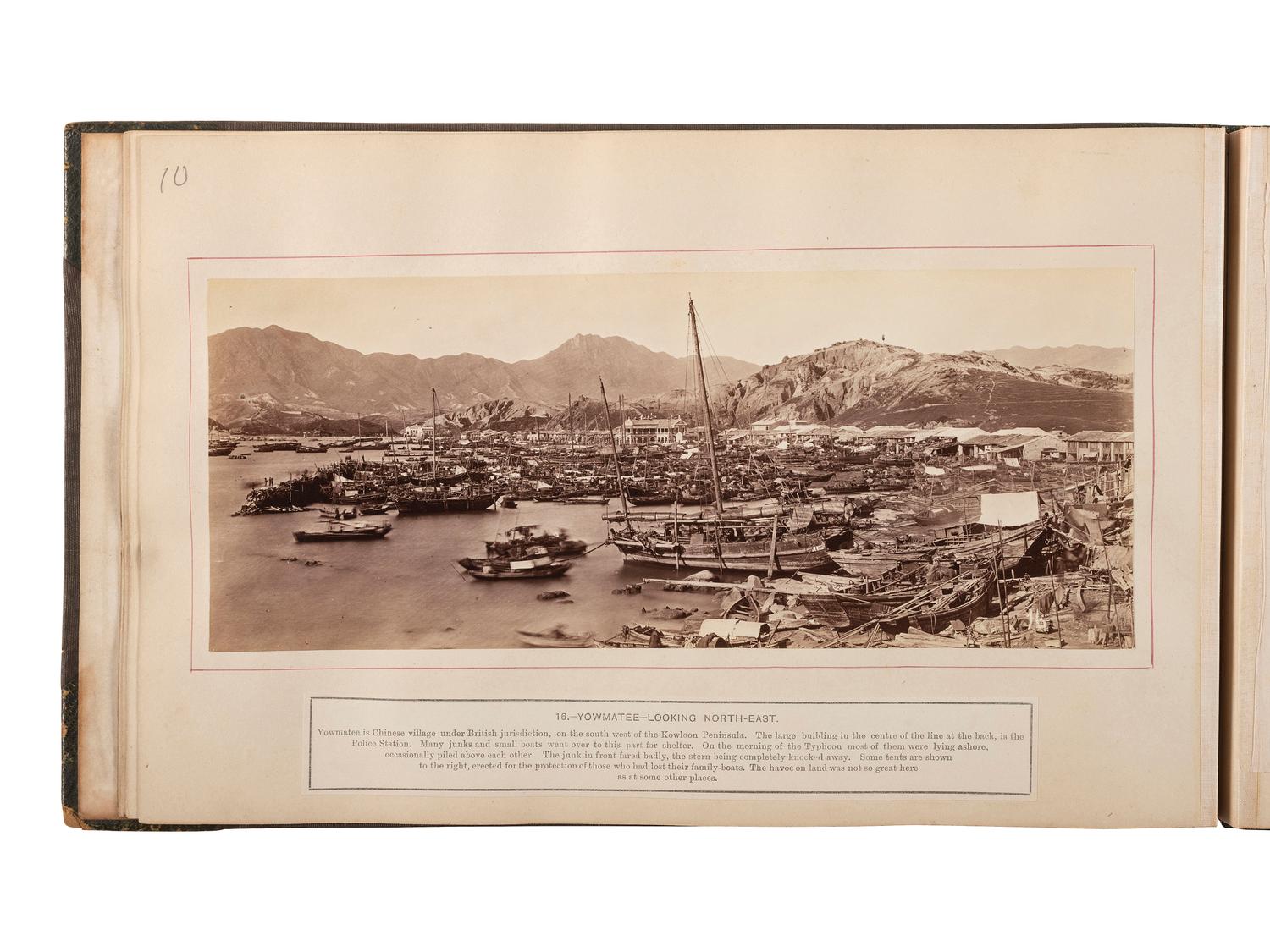 [EARLY PHOTOGRAPHY]. [FLOYD, William Pryor (1834-ca 1900), photographer]. Album containing 22 photographs documenting the effects of the 1874 typhoon in Hong Kong.