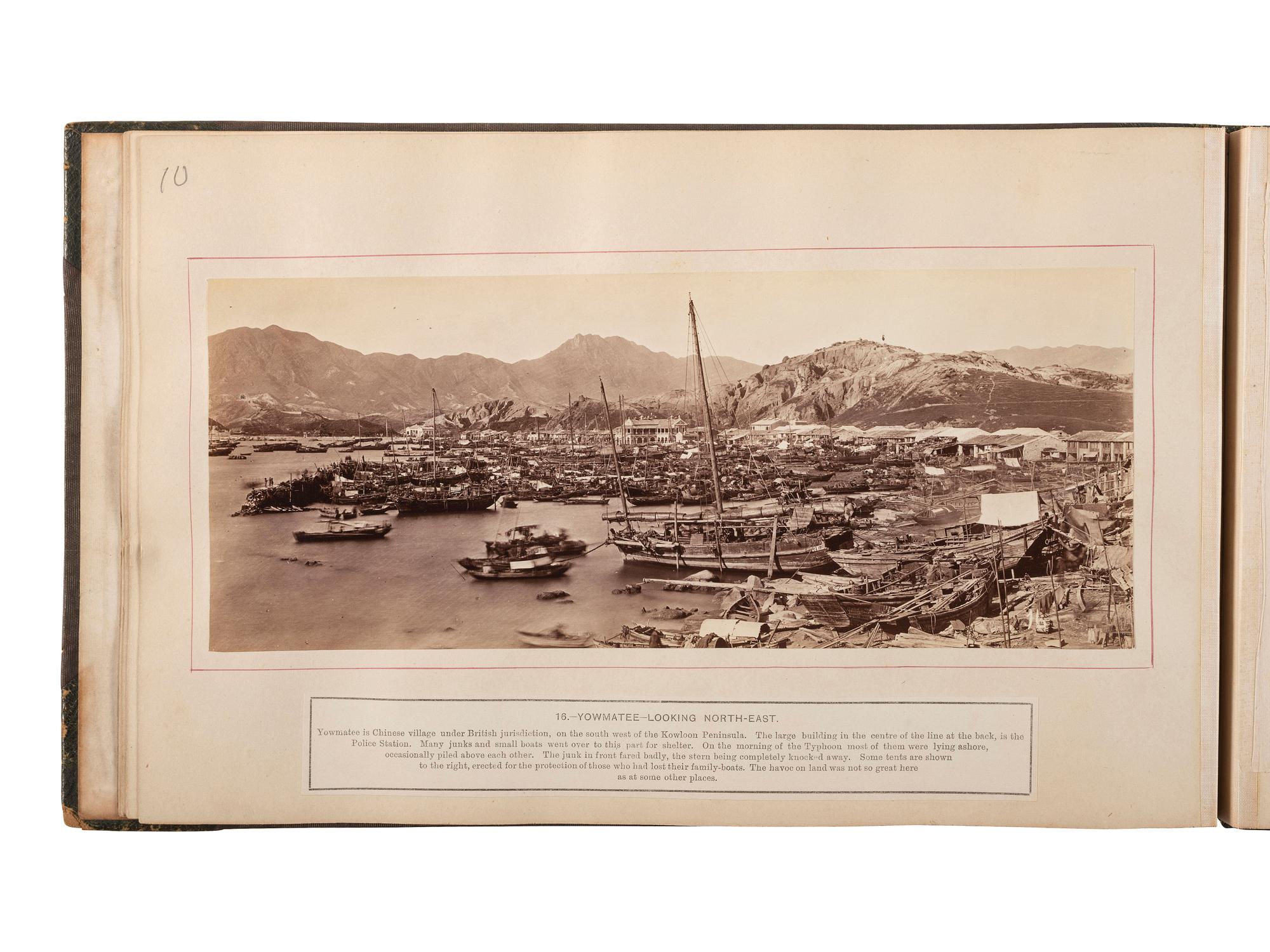[EARLY PHOTOGRAPHY]. [FLOYD, William Pryor (1834-ca 1900), photographer]. Album containing 22 photographs documenting the effects of the 1874 typhoon in Hong Kong.