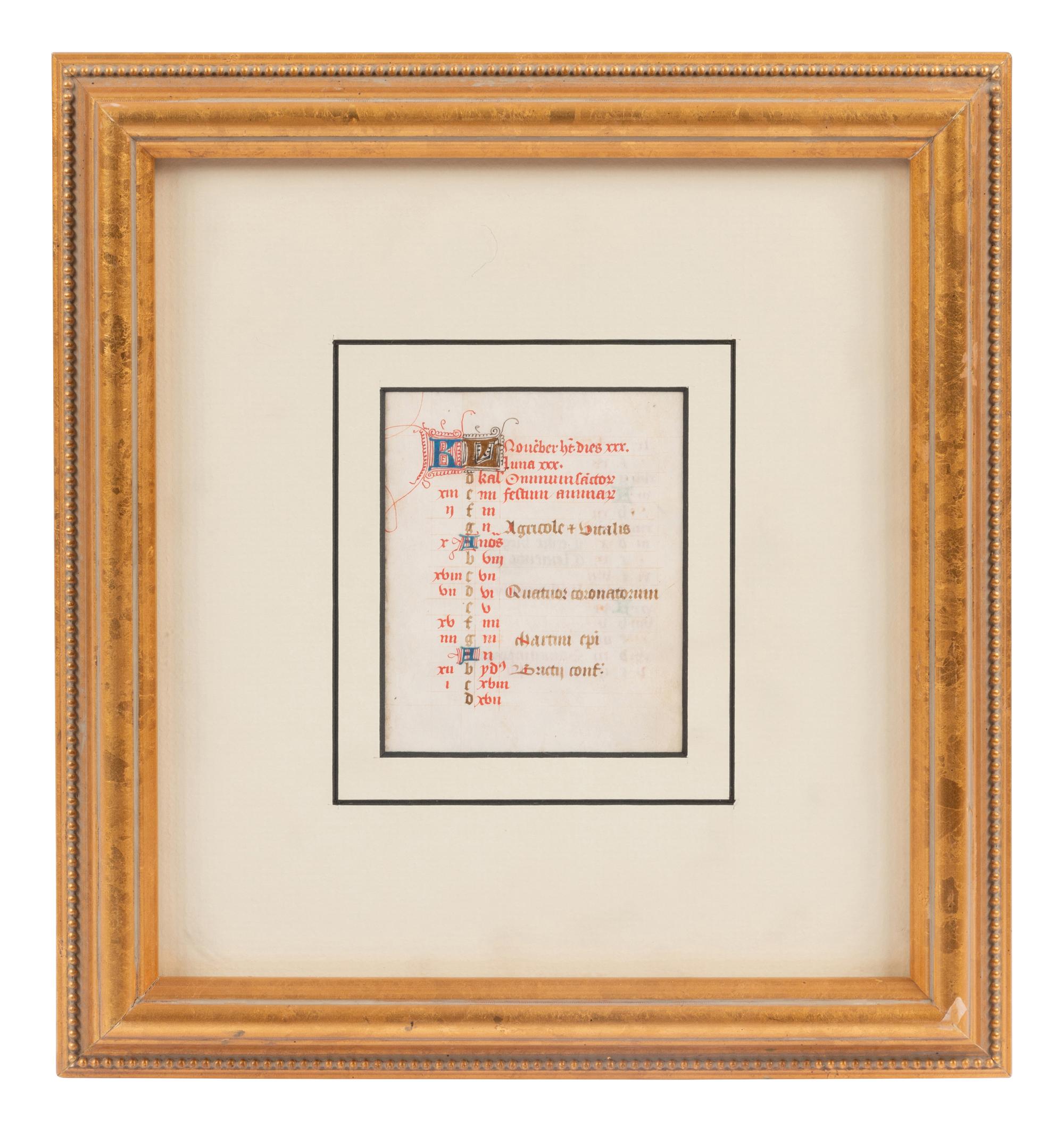A Group of Book of Hours Leaves on Vellum