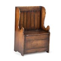 An English Carved Oak Child's Hall Bench