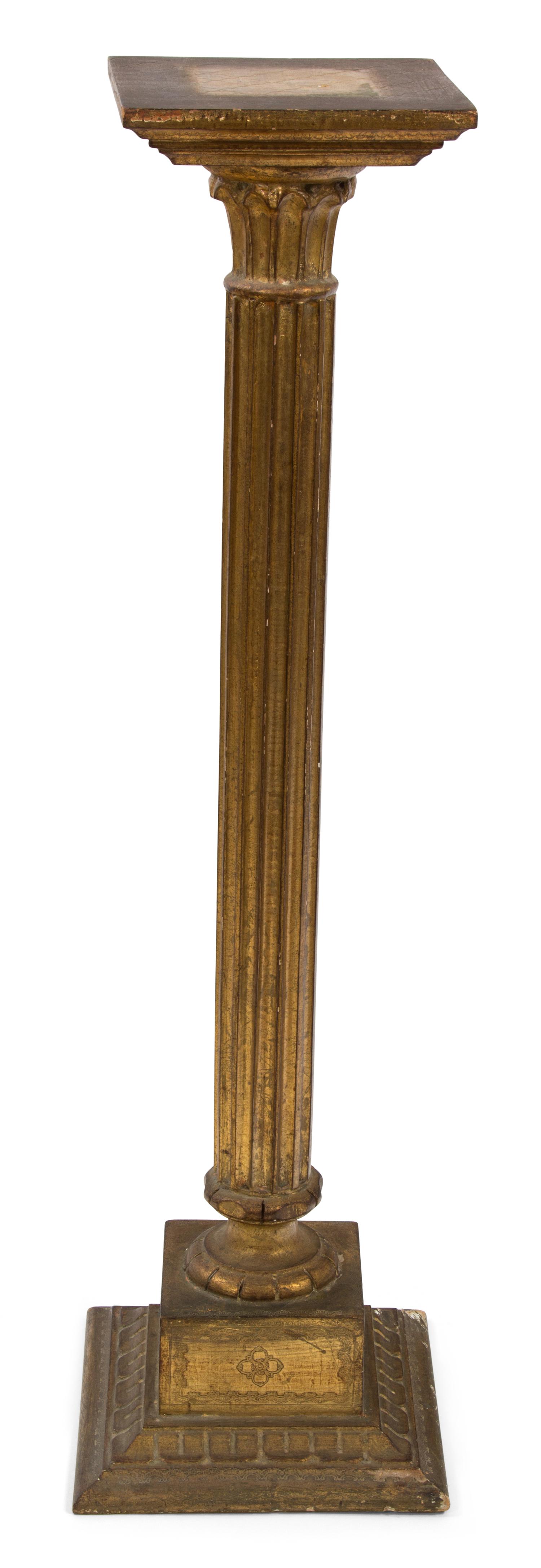 An Italian Giltwood Pedestal Height 35 inches. — 20TH CENTURY