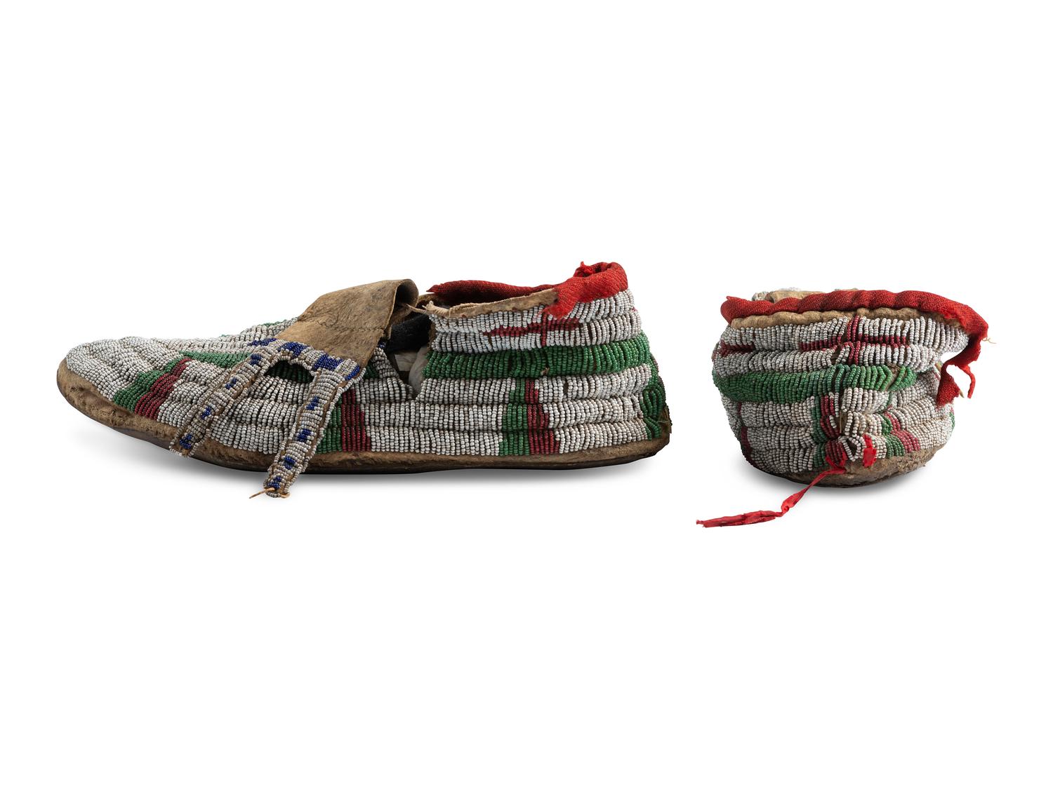 Sioux Beaded Buffalo Hide Moccasins