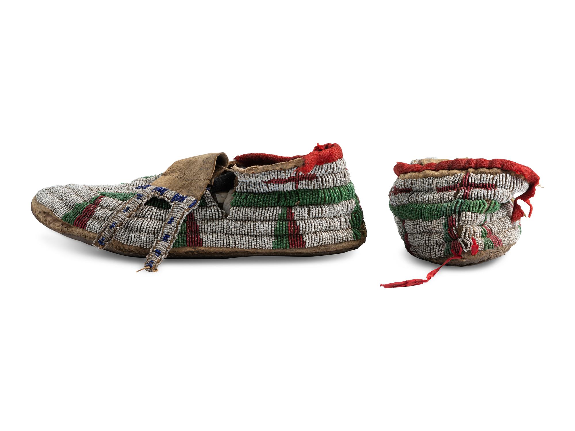 Sioux Beaded Buffalo Hide Moccasins