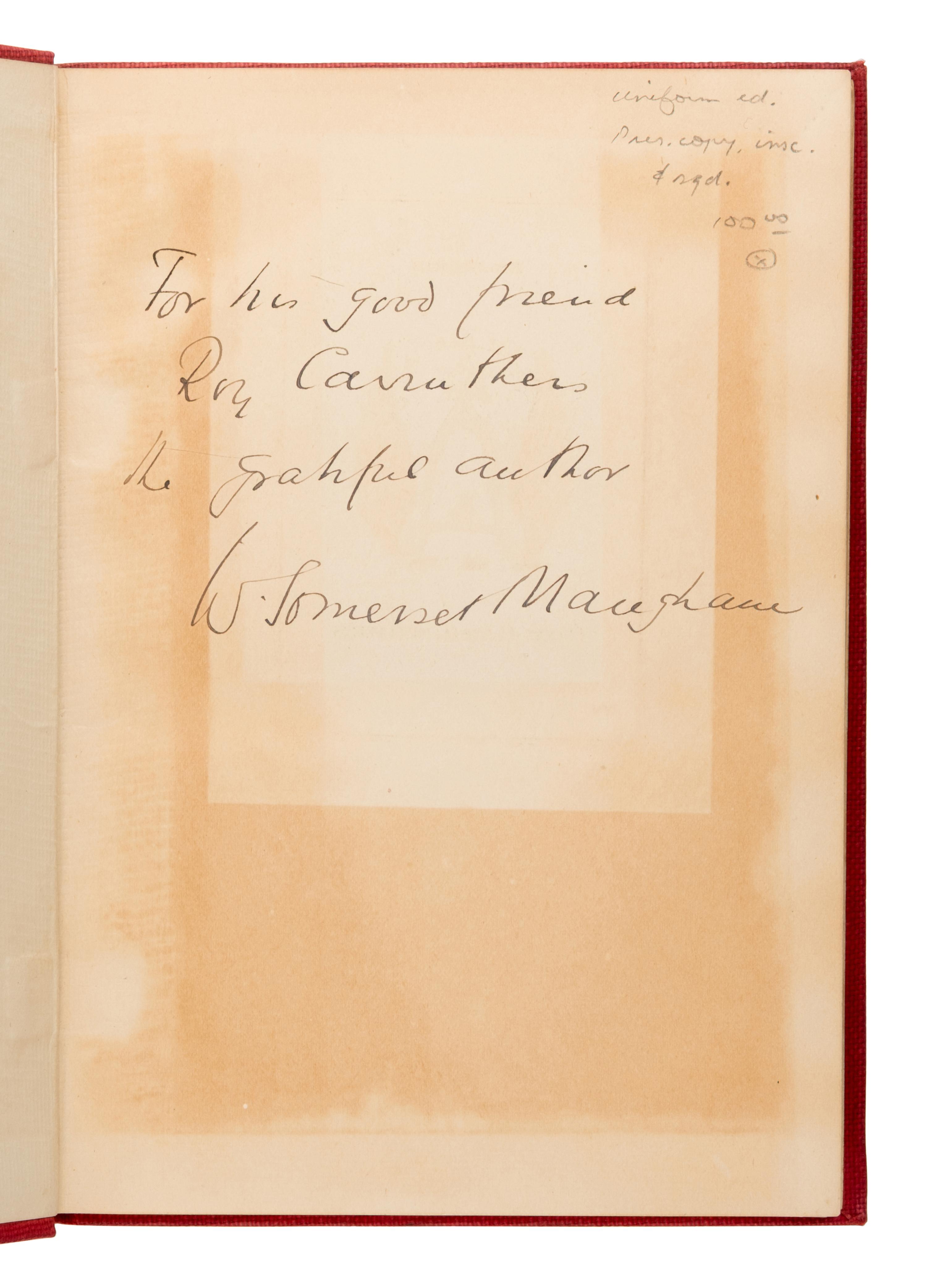Maugham, W. Somerset (1874-1965). [The Plays]. London: Heinemann. Comprising 28 titles in champagne wrappers and red cloth, 11 inscribed, comprising: