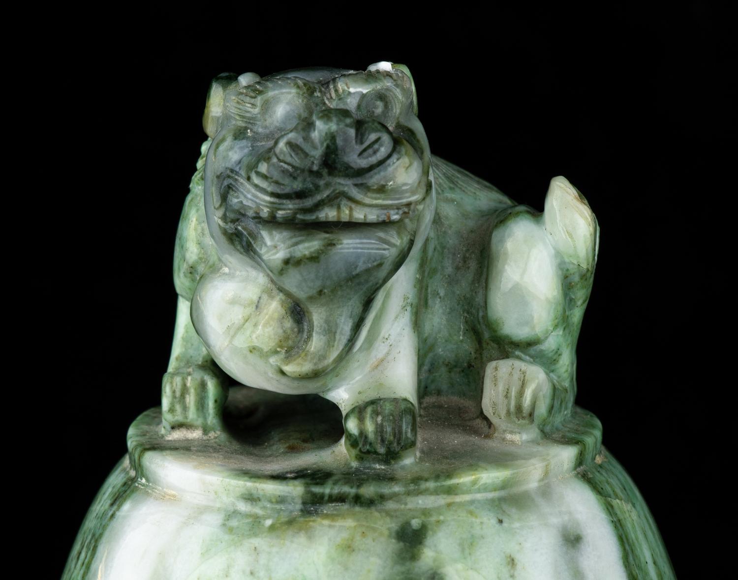 Two Chinese Jadeite and Turquoise Covered Incense Burner