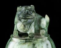 Two Chinese Jadeite and Turquoise Covered Incense Burner