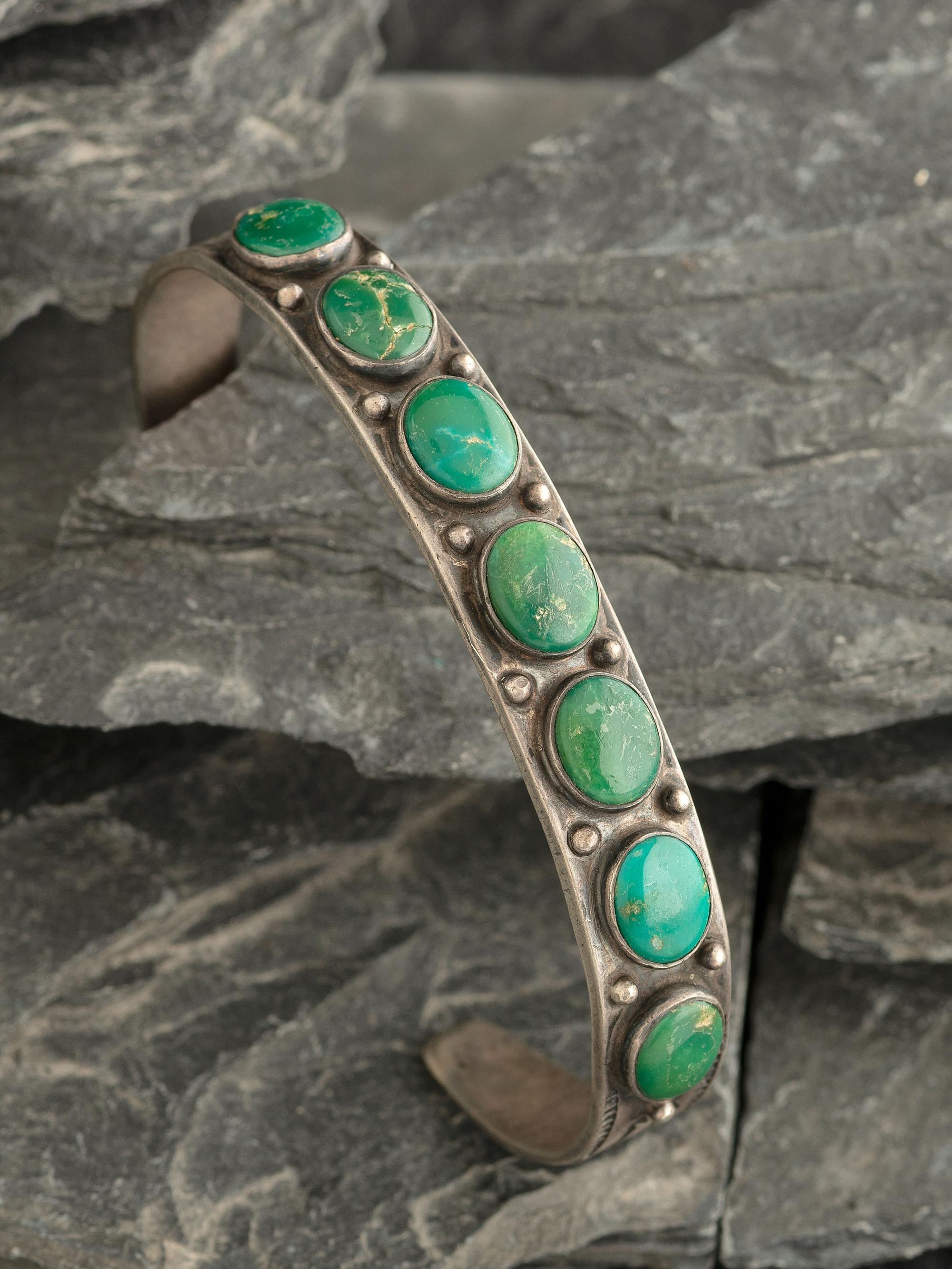 Navajo Silver and Turquoise Cuff Bracelet