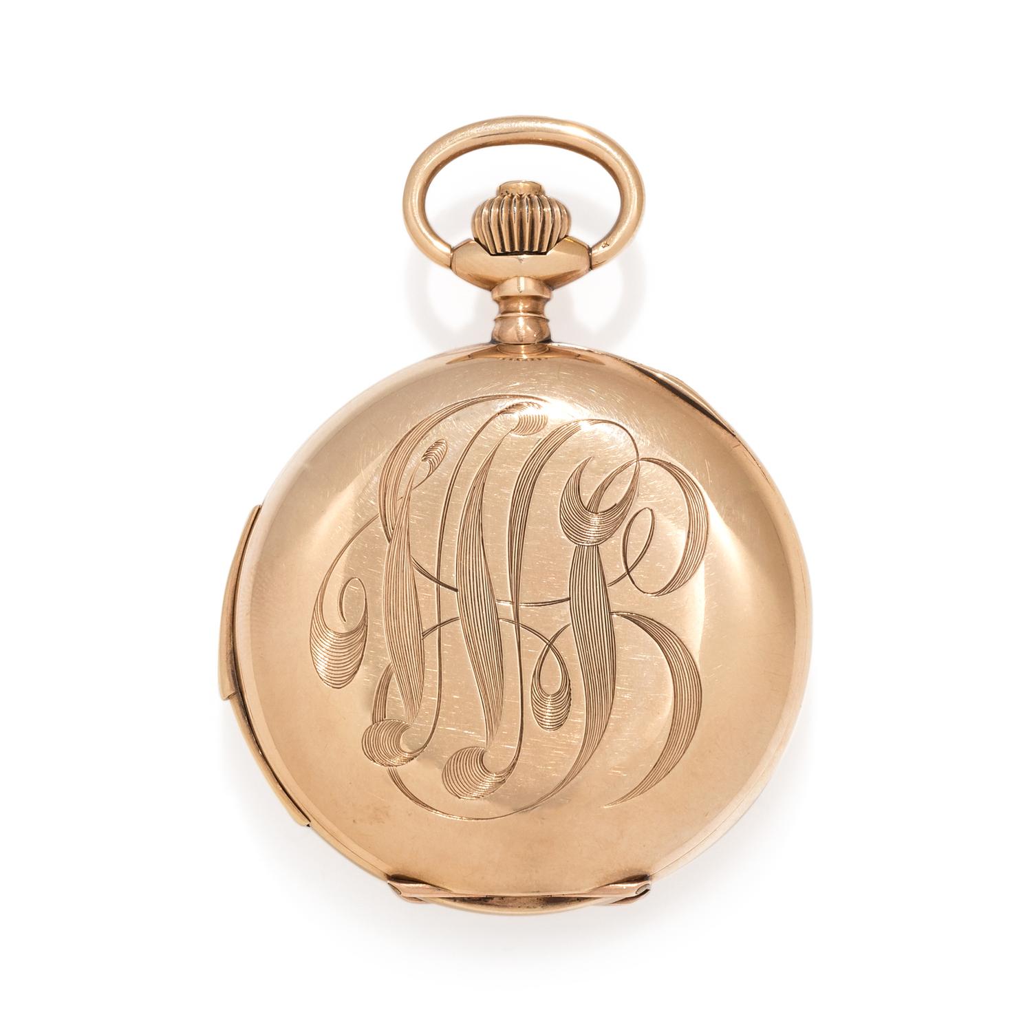 14K YELLOW GOLD MINUTE REPEATER OPEN FACE POCKET WATCH