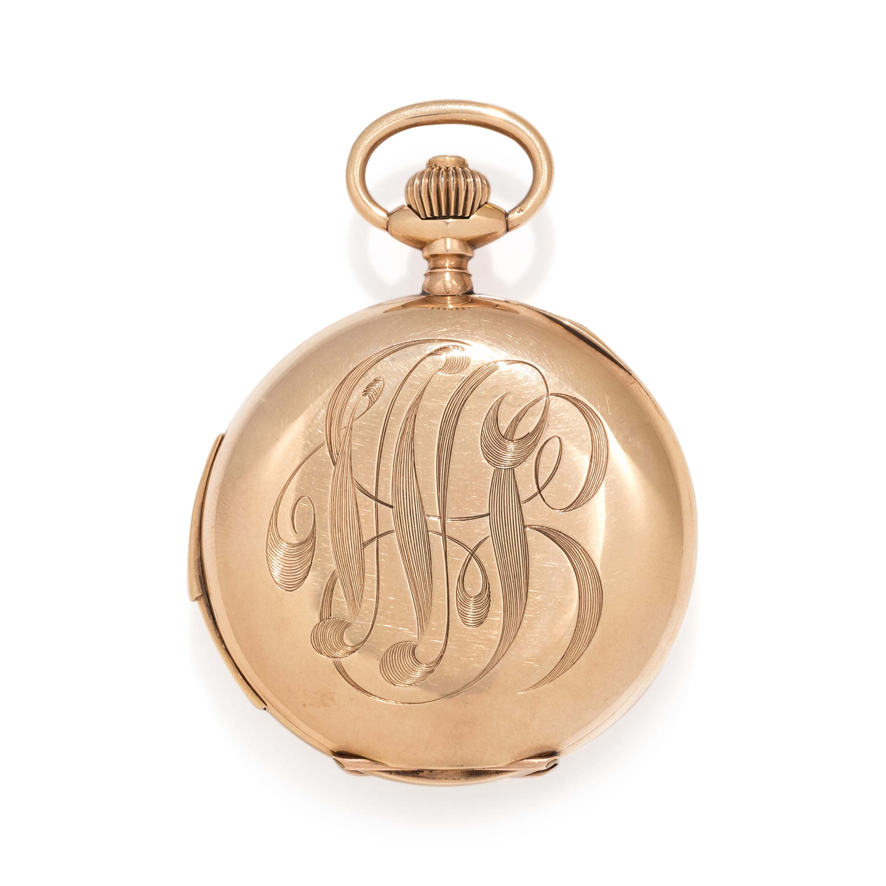 14K YELLOW GOLD MINUTE REPEATER OPEN FACE POCKET WATCH
