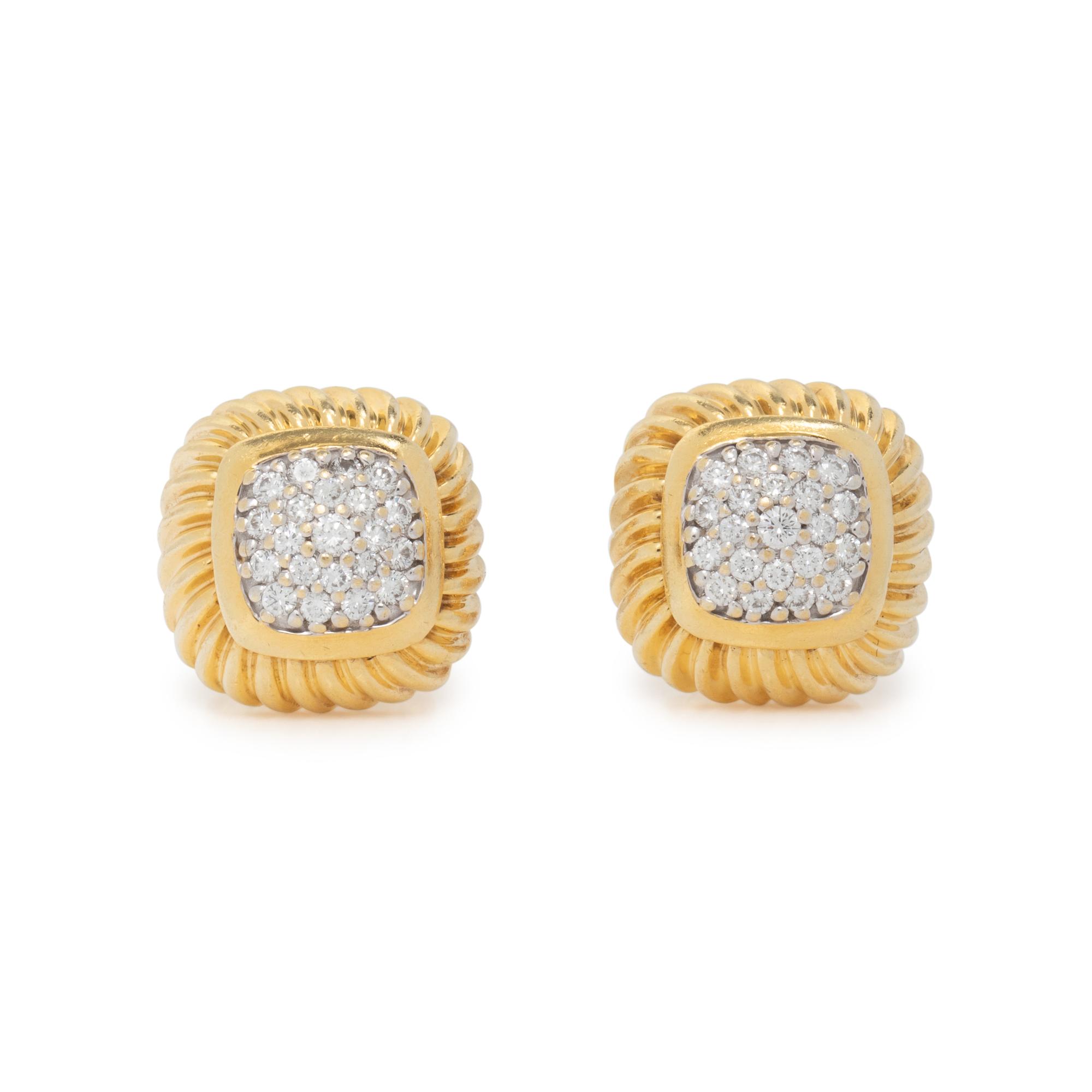 DAVID YURMAN, YELLOW GOLD AND DIAMOND EARRINGS