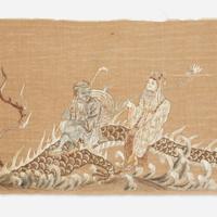 An embroidered panel depicting the eight Daoist Immortals with dragon