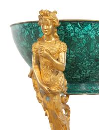 A Pair of Empire Style Gilt Bronze and Malachite Veneered Wine Coolers