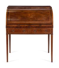 A George III Style Satinwood Inlaid Mahogany Metamorphic Desk