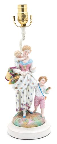A German Painted Porcelain Figural Group Height 10 inches. — 20TH CENTURY