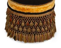 A Pair of Regency Style Needlework, Velvet and Fringed Circular Stools