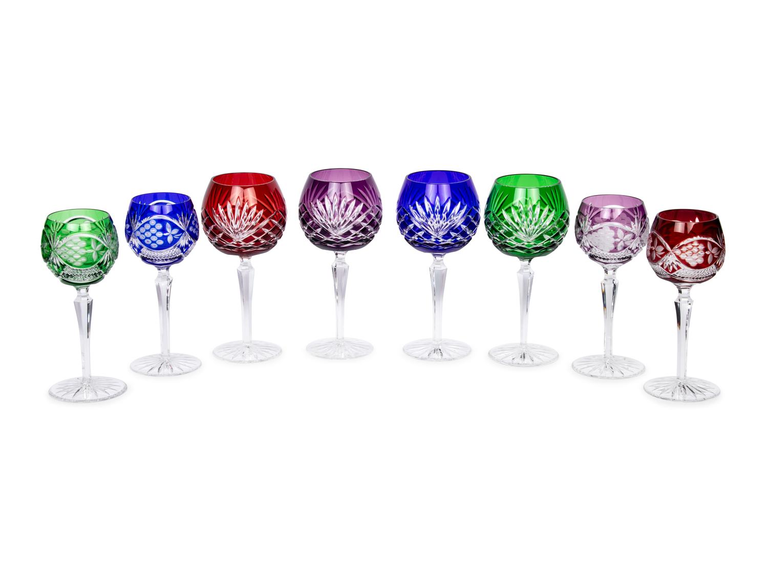 A Collection of Saint Louis and Other Colored Cut-to-Clear Glass Stemware