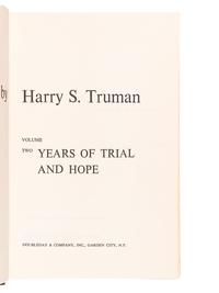 TRUMAN, Harry S. (1884–1972). [Memoirs:] Year of Decision. --Years of Trial and Hope . Garden City, New York: Doubleday & Company, Inc., 1955–56.