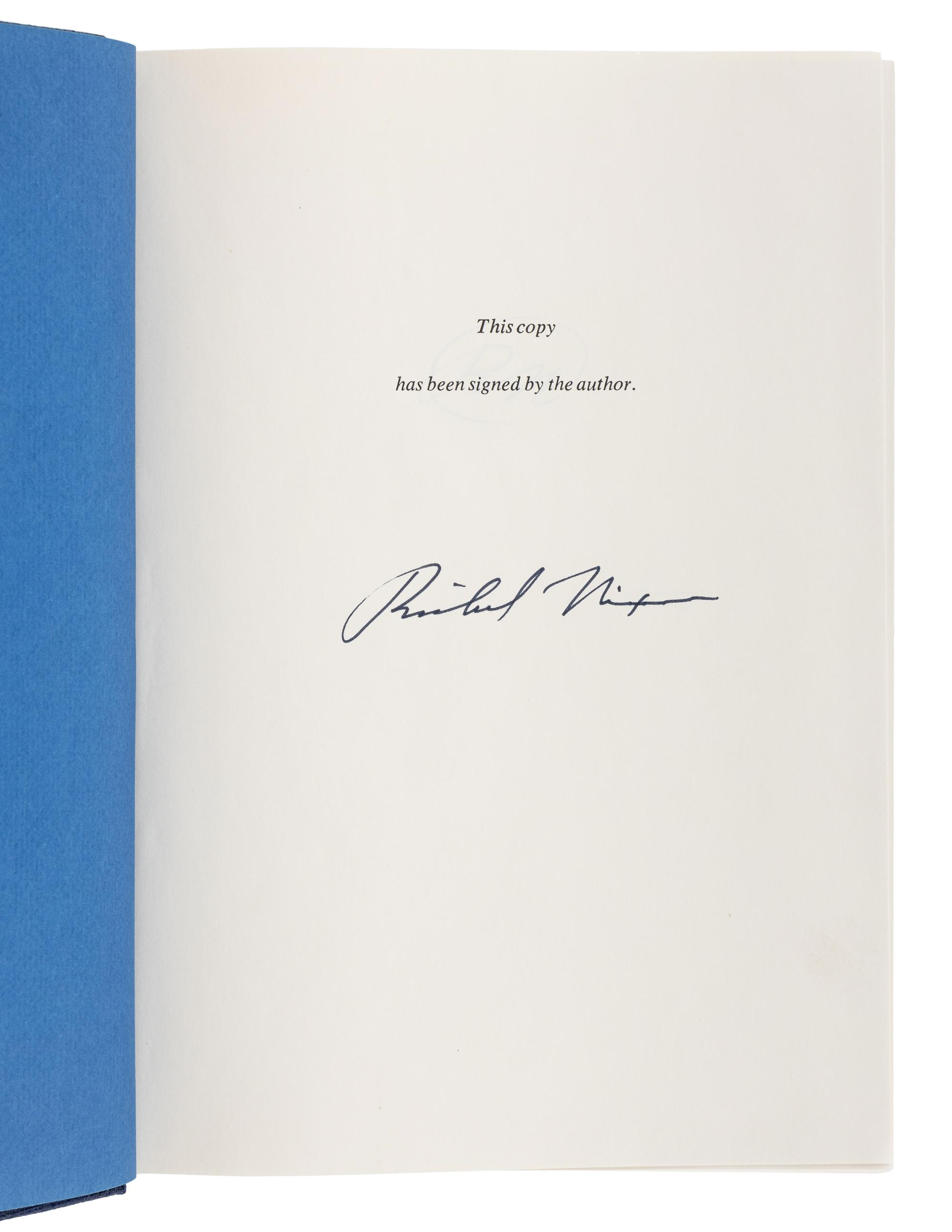 NIXON, Richard Milhous (1913-1994). A group of 4 works by or about Nixon, ALL FIRST EDITION, MOST SIGNED, comprising: