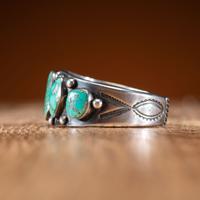 Heavy Navajo Silver and Turquoise Cuff Bracelet