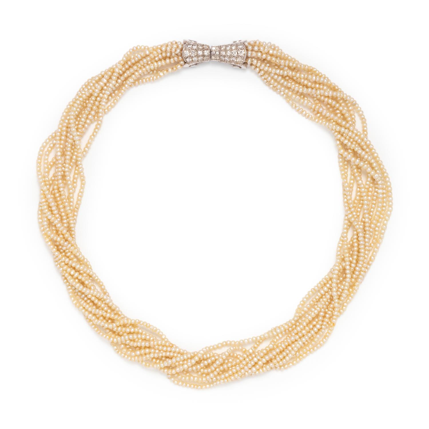 SEED PEARL AND DIAMOND TORSADE NECKLACE