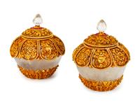 A Pair of Bronze-Mounted Rock Crystal Bowls and Covers