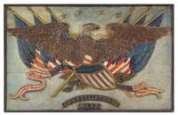 A Carved and Painted Plaque from the USS Constellation Height 39 1/2 x width 61 1/2 inches. — LATE 19TH/EARLY 20TH CENTURY